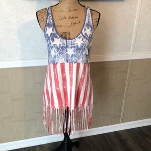American flag fringed racer back tank